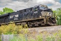 Norfolk and Southern Engines 7626 Crossing a Trestle Royalty Free Stock Photo