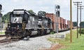 Norfolk Southern freight train waits to leave siding