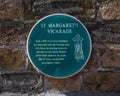 St. Margarets Vicarage Plaque in Kings Lynn, Norfolk, UK