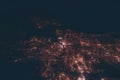 Norfolk and Virginia Beach aerial view at night. Top view on modern city with street lights Royalty Free Stock Photo