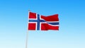 Norge flag on sky and on green screen isolated