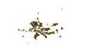 Nori Pieces Isolated, Dried Aonori Seaweed Flakes, Dry Sea Weed Torn Sheet, Seaweed Crumbles, Nori Pieces on White Royalty Free Stock Photo