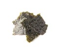 Nori Pieces Isolated, Dried Aonori Seaweed Flakes, Dry Sea Weed Torn Sheet, Seaweed Crumbles, Nori Pieces on White Royalty Free Stock Photo