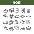 Nori Seaweed Asia Food Collection Icons Set Vector Royalty Free Stock Photo