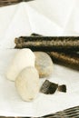 Nori sheets and roll. Royalty Free Stock Photo
