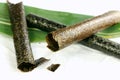 Nori sheets and roll. Royalty Free Stock Photo