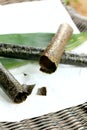 Nori sheets and roll. Royalty Free Stock Photo