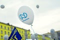 Norilsk, Russia - June 12, 2017: beautiful balloon in the sky with the Norilsk Nickel logo