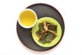 Norimaki senbei and green tea Royalty Free Stock Photo