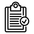 Norm certificate clipboard icon, outline style Royalty Free Stock Photo