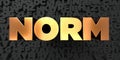 Norm - Gold text on black background - 3D rendered royalty free stock picture