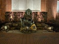 Norm the Niner Statue at UNC Charlotte at night Royalty Free Stock Photo