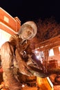 Norm the Niner Statue at UNC Charlotte at night Royalty Free Stock Photo