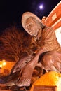 Norm the Niner Statue at UNC Charlotte at night Royalty Free Stock Photo