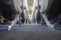 Normal class passenger jet airliner corridor Royalty Free Stock Photo