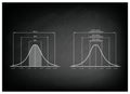 Normal Distribution Diagram or Gaussian Bell Curve on Blackboard Royalty Free Stock Photo