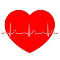 Normal ECG Electrocardiogram with red heart