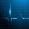 Normal heart rhythm blue background design