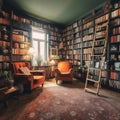 Normal Home Library. AI Generated