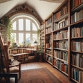 Normal Home Library. AI Generated