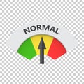 Normal level risk gauge vector icon. Normal fuel illustration on