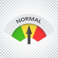 Normal level risk gauge vector icon. Normal fuel illustration on