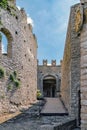 The Norman castle in Caccamo, towards a hall of the old castle Royalty Free Stock Photo
