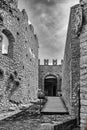 The Norman castle in Caccamo, towards a hall of the old castle Royalty Free Stock Photo