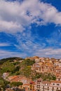 The Norman castle in Caccamo, the view towards north-east on the village Royalty Free Stock Photo