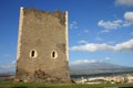 Norman castle in Sicily and volcano Etna