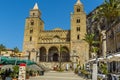 The Norman cathedral of Cefalu, Sicily and surrounding square Royalty Free Stock Photo