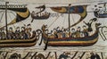 Norman expeditionary ships depicted in 1027 at Bayeux Tapestry