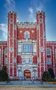 USA -Beautiful ornate Bizzell Memorial Library on University of Oklahoma campus with student walking