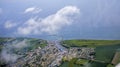 Normandy channel sea in france from airplaine