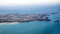 Normandy channel sea in france from airplaine