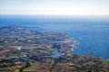 Normandy channel sea in france from airplaine