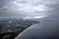 Normandy channel sea in france from airplaine