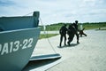 NORMANDY, FRANCE - July 4, 2017: Higgins Boat Monument on Utah Beach at the Battle of the Normandy Landings during WWII