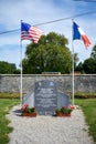 NORMANDY, FRANCE - July 4, 2017: Memorial to two doctors in Saint-CÃÂ´me-et-Saint-Damien Angoville-au-Plain, from the battle of the