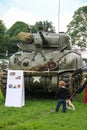 Normandy, France; 4 June 2014: Sherman. American tank that participated in the Second World War on display in Normandy, France Royalty Free Stock Photo