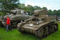 Normandy, France; 4 June 2014: A Sherman and a Stuart. American tanks that participated in the Second World War on display in