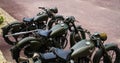 Normandy, France; 4 June 2014: Vintage U.S. army WWII motorcycles on display Royalty Free Stock Photo