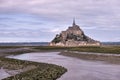 Flowing river towards ills hill Monat Saint Michel