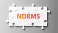 Norms complex like a puzzle - pictured as word Norms on a puzzle pieces to show that Norms can be difficult and needs cooperating