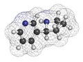 Nornicotine alkaloid molecule. Related to nicotine and also found in Nicotiana plants. 3D rendering. Atoms are represented as Royalty Free Stock Photo