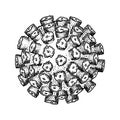 Norovirus isolated on white background. Hand drawn realistic detailed scientifical vector illustration in sketch style Royalty Free Stock Photo