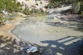 NORRIS JUNCTION, WYOMING - JUNE 7, 2017: Monarch Geyser Crater in the Back Basin Area of Norris Geyser Basin in Yellowstone