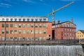 Sunny day in the historic industrial landscape in Norrkoping, Sweden Royalty Free Stock Photo