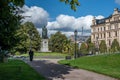 Dog walk in Carl Johans Park during early fall in Norrkoping, Sweden