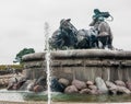 Norse goddess Gefjon statue by Anders Bundgaard on the Gefion Fountain. Churchill Park . Copenhagen. Denmark